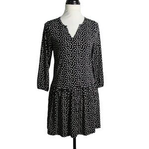 Banana Republic Polka Dot Drop Waist Dress Small Black White Retro Flapper Style